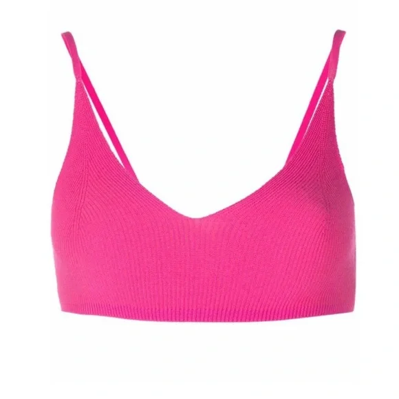 Jacquemus Pink Valensole Ribbed Knit Bralette Top Pink - Picture 7 of 9